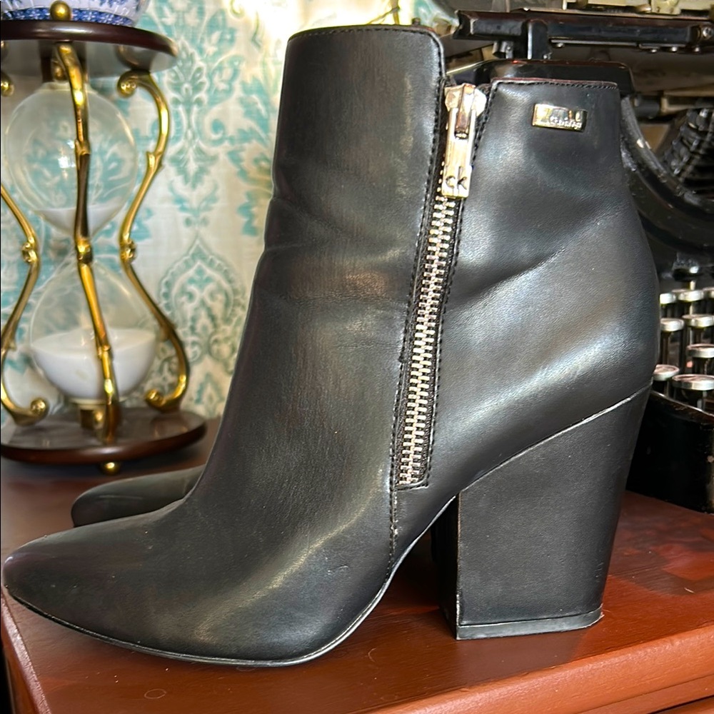 Calvin Klein Black Leather Ankle Boots